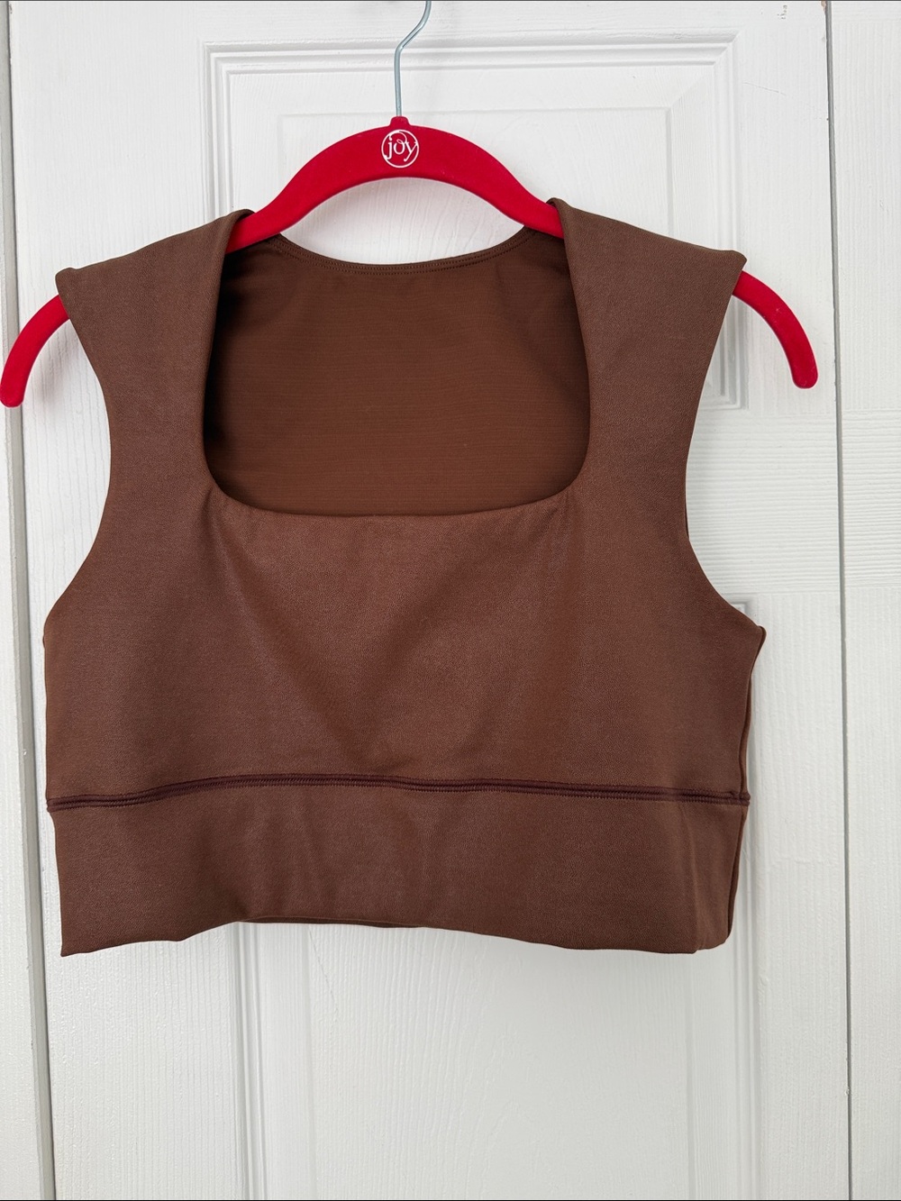 IVL Square-Neck Brown Crop Tank Top - Women Sport Bra Size 12 Athleisure